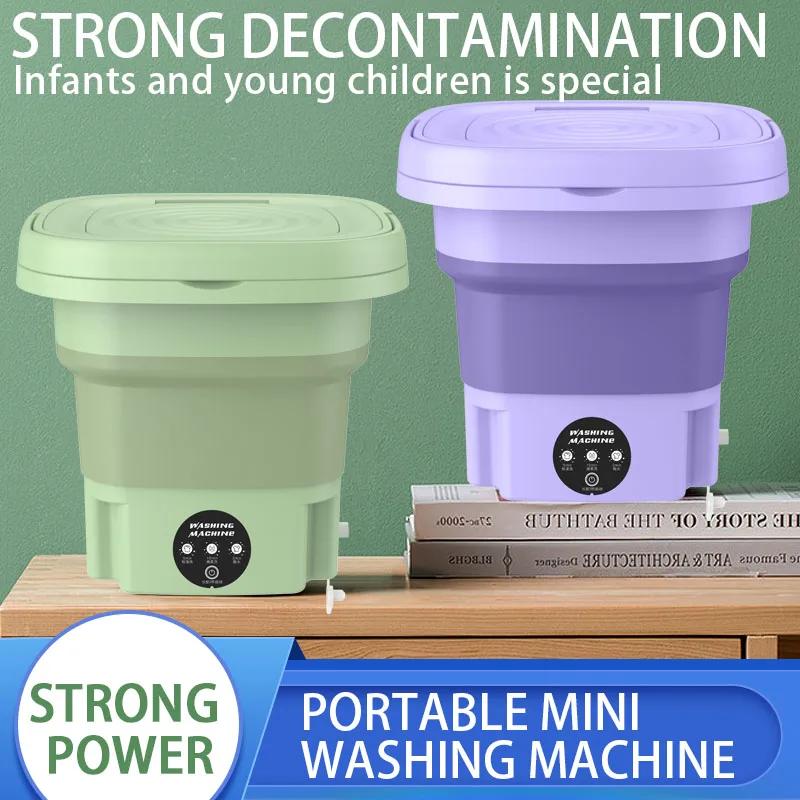 8L Portable Small Foldable Washing Machine with Spin Dryer For Socks Underwear Panties Washer Household Mini Washing Machine