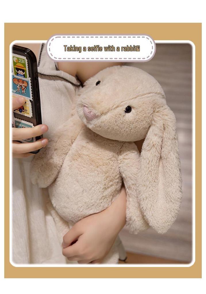 Lop-eared Bunny Plush Toy and Figurine - Calming Rabbit Doll Gift for Girls' Birthdays