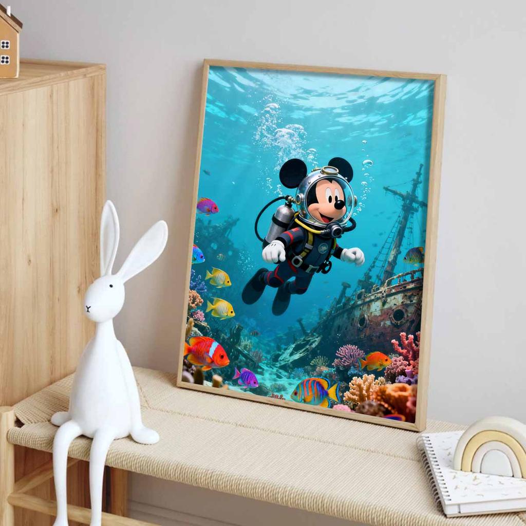 Disney Diamond Painting Mickey Underwater Dive Kit Diamond Art Painting Set for Home Office Decoration Handmade Gifts