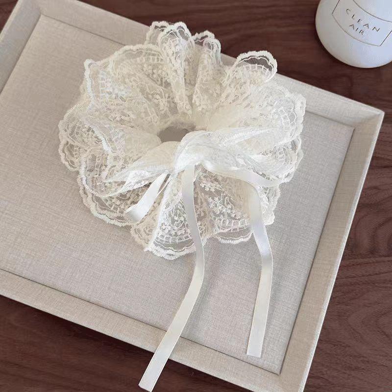 

Lace Drawstring Hair Ring Women Big Size High-end Feel Versatile Sweet Hair Accessories