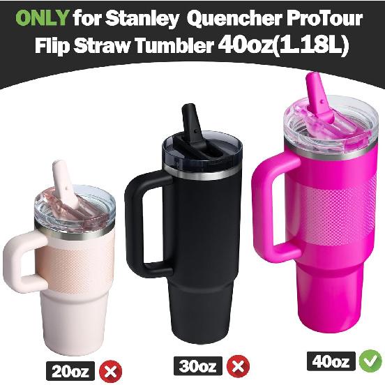 Replacement Straws for Stanley Quencher ProTour Flip Straw Tumbler 40oz, Reble Straw with Cleaning Brush, Cup Accessories for Stanley (Transparent,