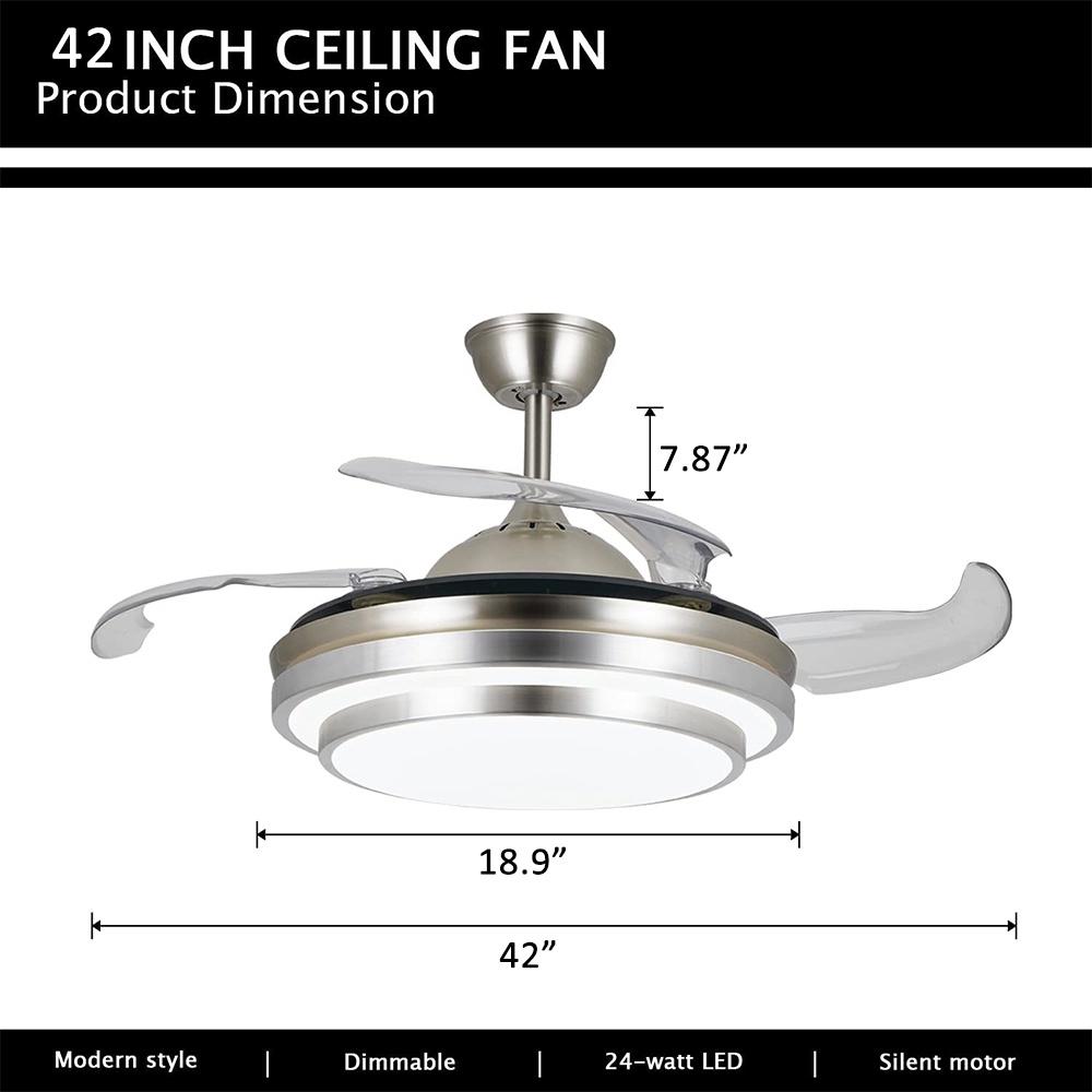 3-Wind 42 Inches Modern LED Ceiling Fan Lamp With Light Home Bedroom Remote Control Adjustable Speed Ceiling Fan Light New