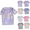 Short Sleeve Loose Fit T Shirt for Adults Holographic Crew Neck Casual Top Unisex Style Comfortable Wear