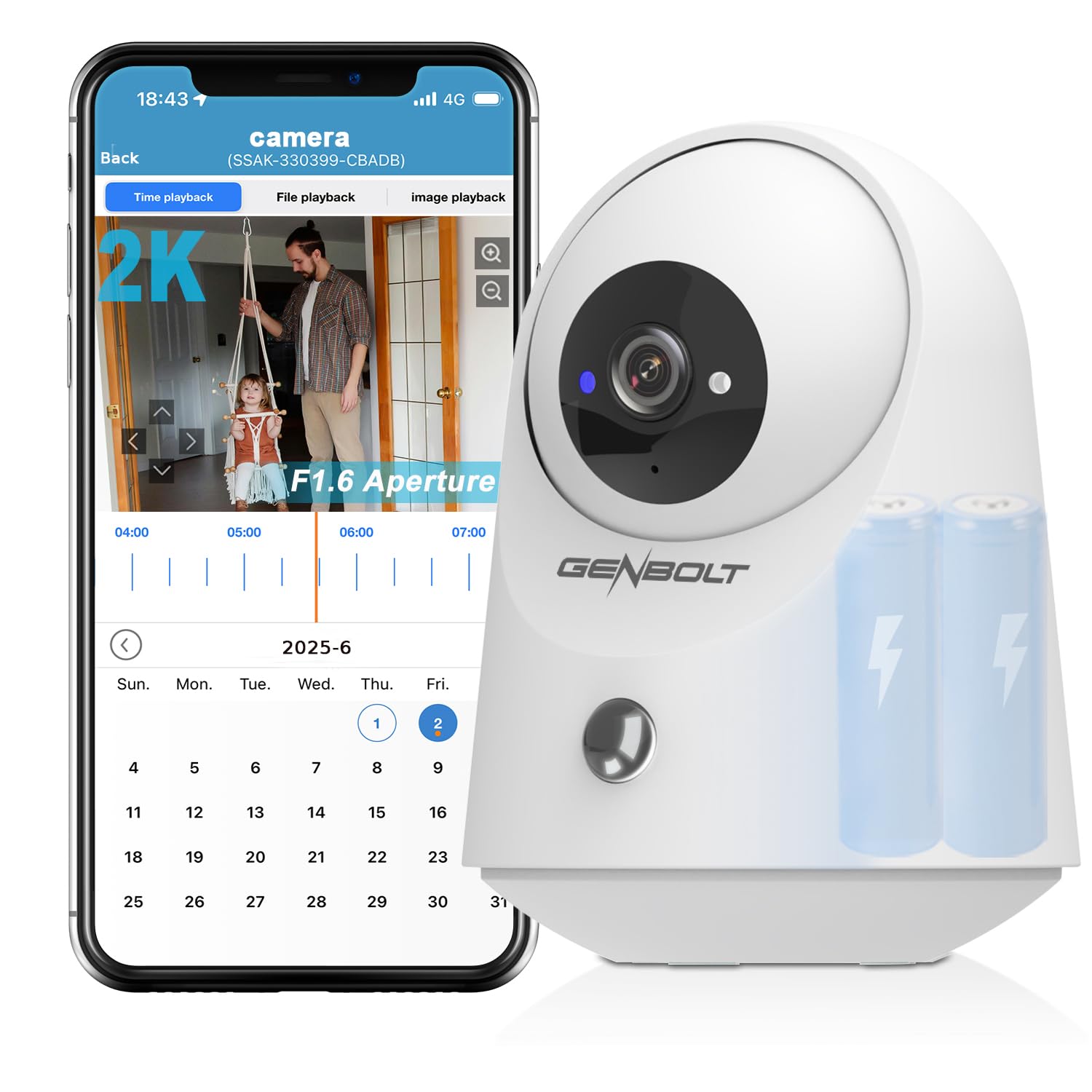 

GENBOLT Pet Surveillance Indoor Security Network Compatible with for and Family Remote Smart SD Motion 3 5000mAh Battery Camera, Camera, Camera, білий
