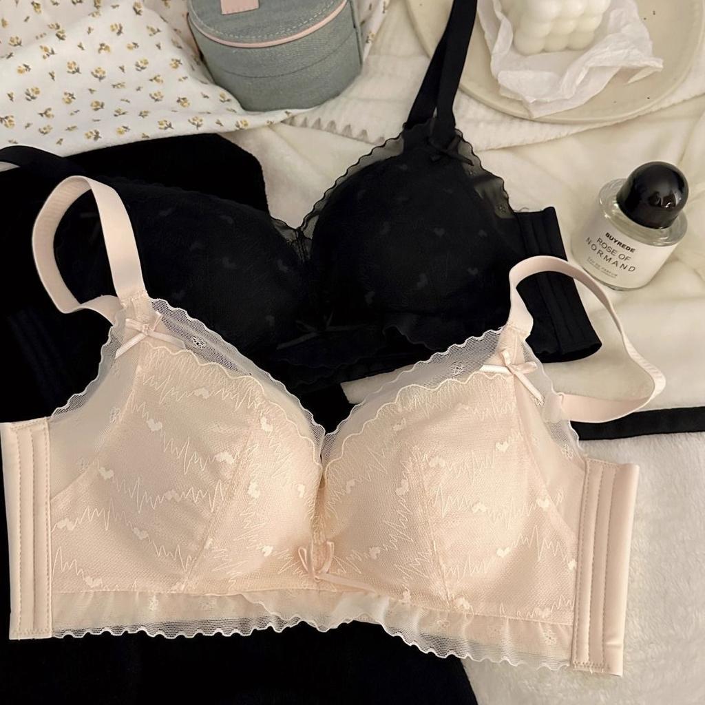 New Japanese Lace Underwear Women's Suit, Small Breasts Gathered, No Steel Ring, Upper Support, Anti-drop Adjustment Type, Comfortable Bra Cover