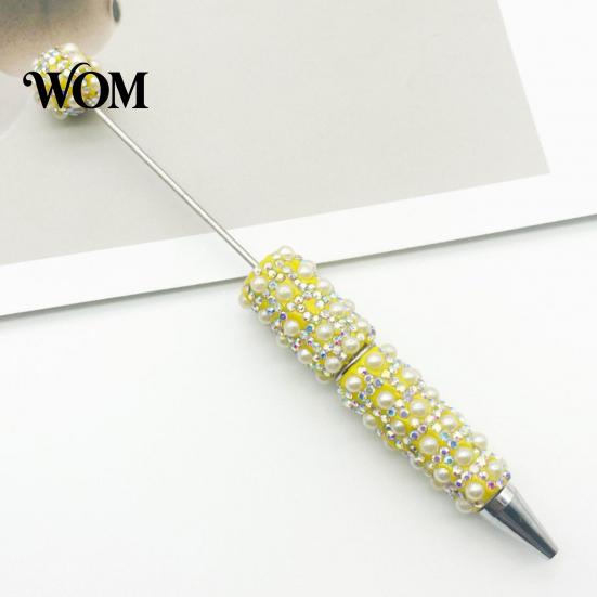 Creative DIY Pen Beadable Pen, Rhinestone Faux Pearl Ballpoint Fancy Glitter Personalized Gift for Crafting, Student Stationery Office Writing