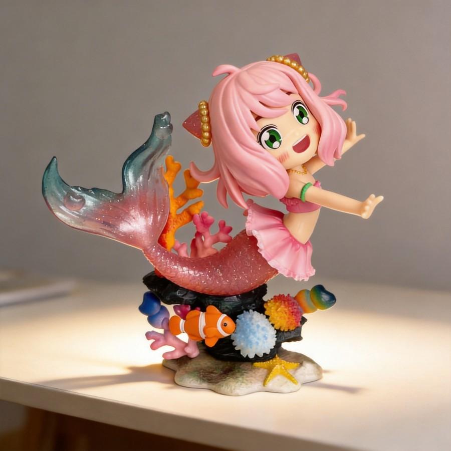 Anya Forger Mermaid Cosplay Spy x Family GK Model Figure Statue Trendy Toy 13cm Collection Ornament Gift for Fans