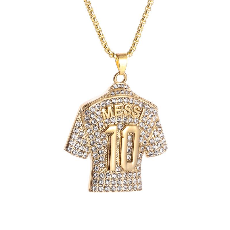 Environmentally Friendly Alloy Jewelry Gold-plated Diamond-encrusted Football No. 10 Jersey Pendant Fashion Necklace