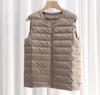 Women's Out-of-Season Korean Down Jacket - Slim Fit, Round Neck, Mid-Length, Zippered Winter Vest