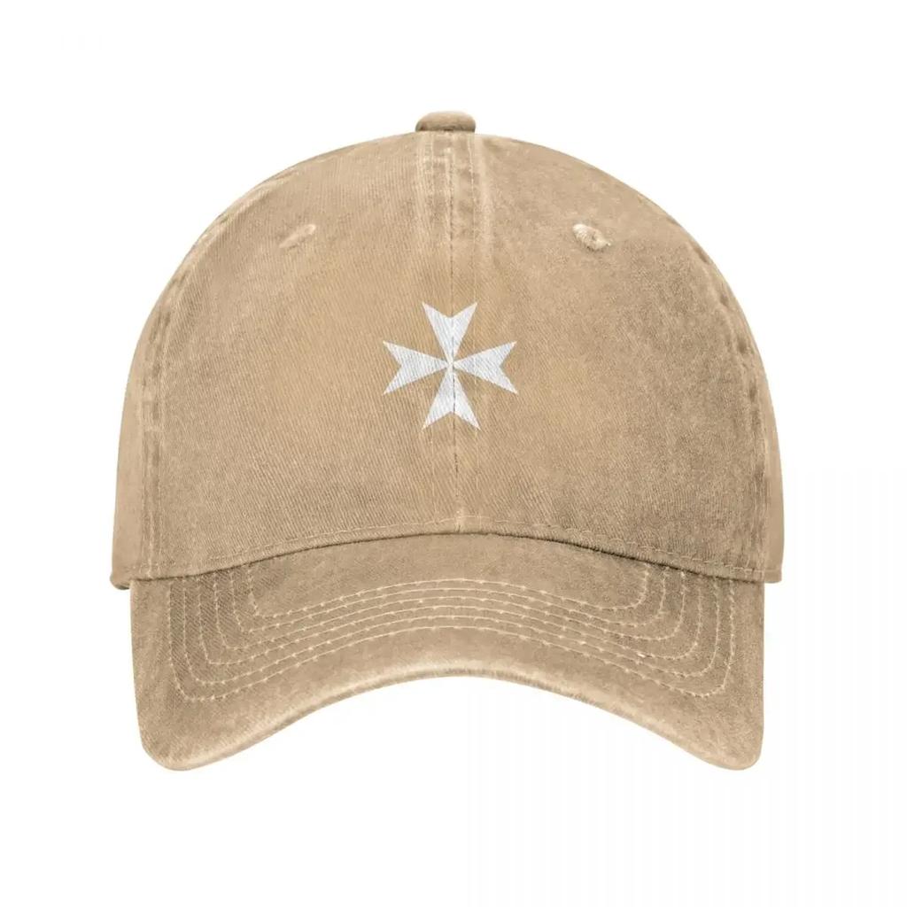 CROSS MALTA Cruz Maltesa Amalfi Cruz Maltesa Caballeros Hospitalarios BLANCO sobre NEGRO Gorra de Béisbol Sombrero de Lujo Unisex Mujeres