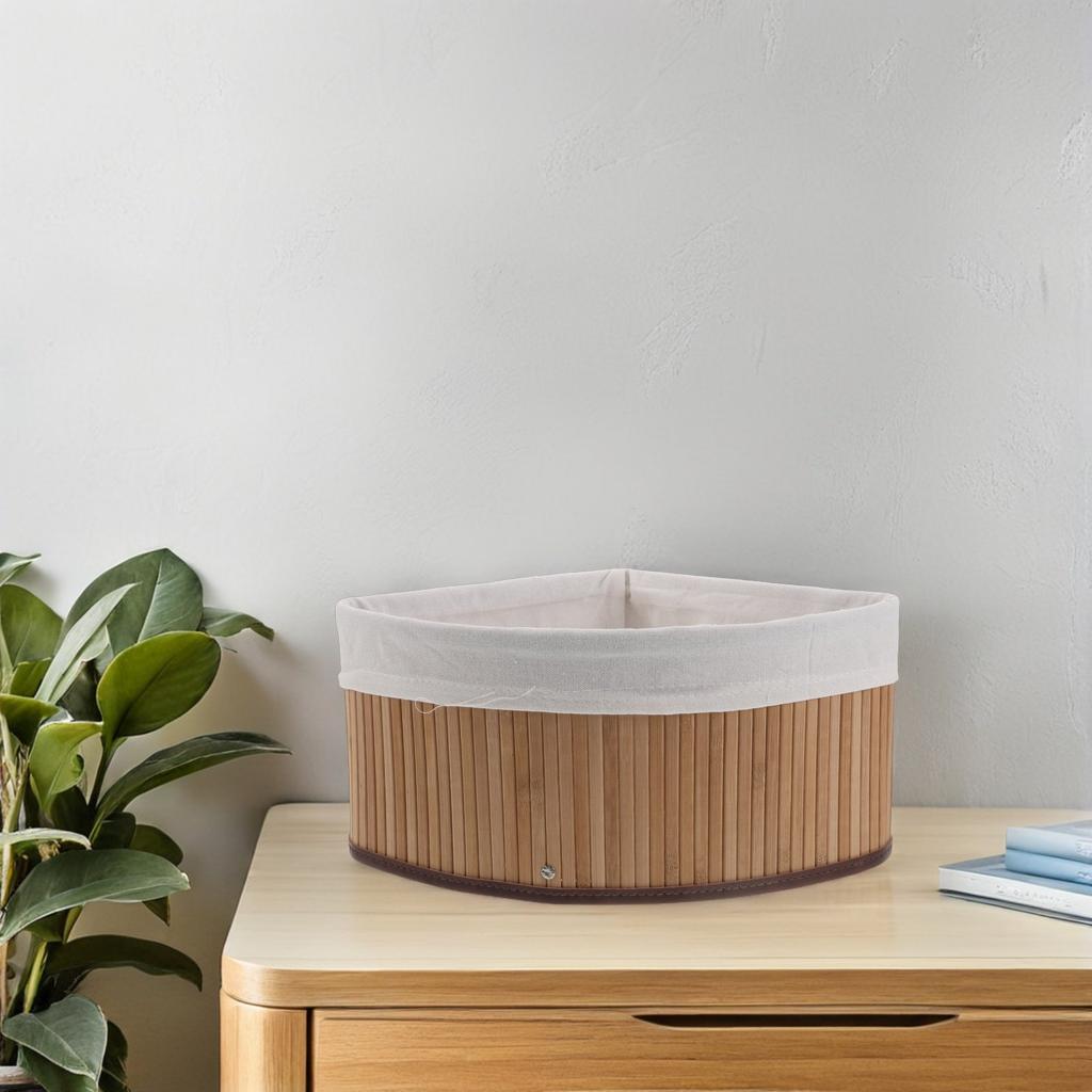 Bamboe Hoekmand Waaiervormig 10x6.3 Geweven Opbergorganizer voor Keukenplank Voorraadkast Badkamer Decoratieve Opbergmand