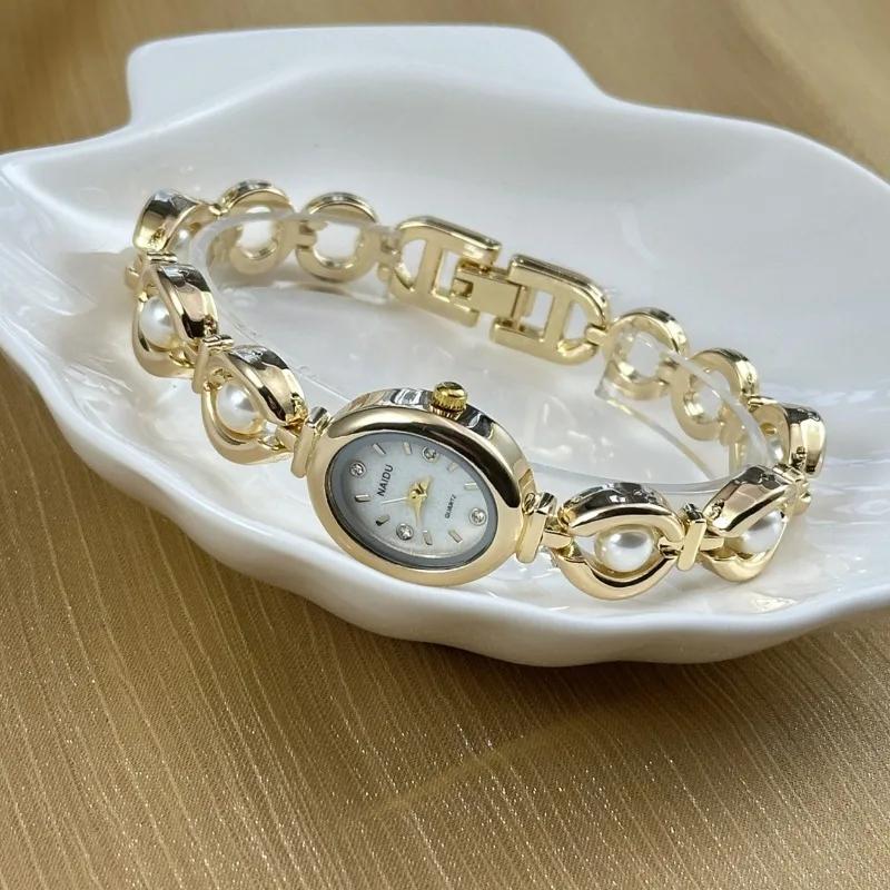 Luxury Brand Women Oval Dial Quartz Watch Fashion Women Inlaid Pearl Bracelet Wristwatches Dress Relojes Para Mujer Dropshipping