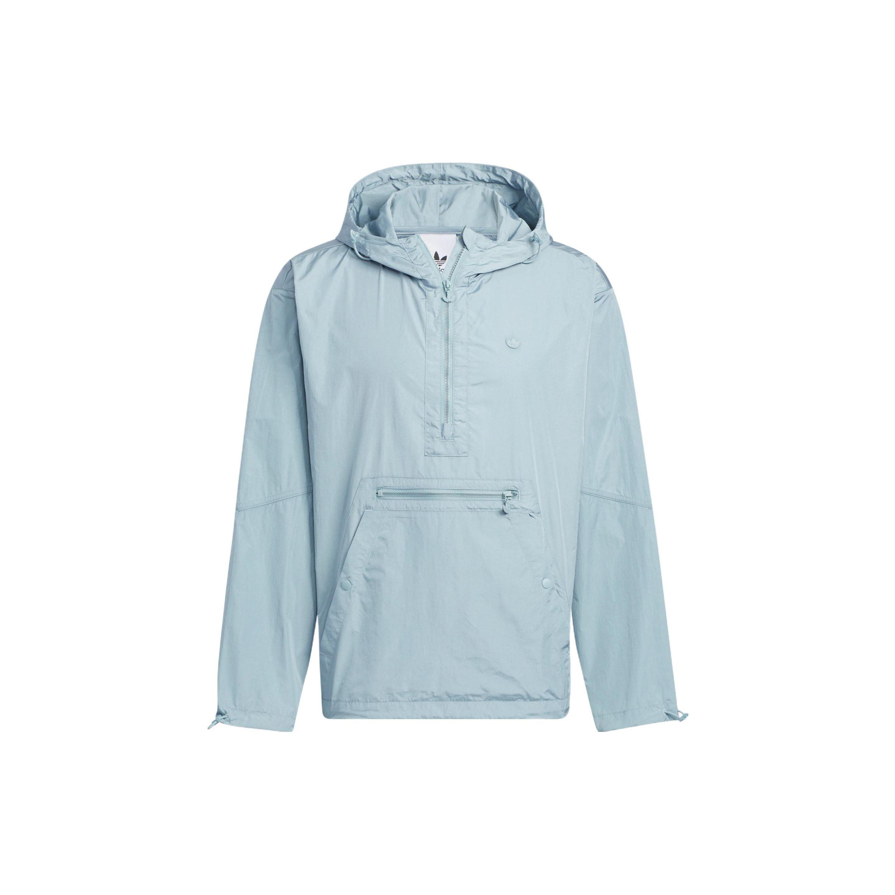 adidas Men s Originals Half-Zip Hooded Windbreaker Jacket Light Blue HM8045 XL