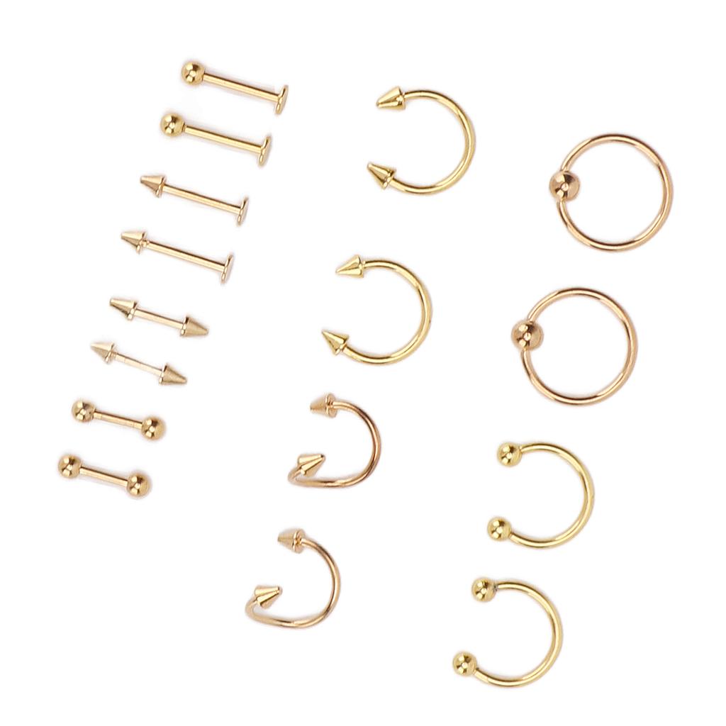 Nose Studs Set Stainless Steel Exquisite Different Shapes Safe Smoothing Polished Surfaces Nose Studs for Women