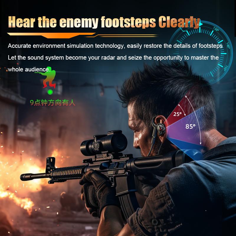 Gaming Headphones with Dual Mics Type C&3.5mm In-ear Earphones Surround Sound Gamer Headsets with HD Mic Handsfree for Samsung