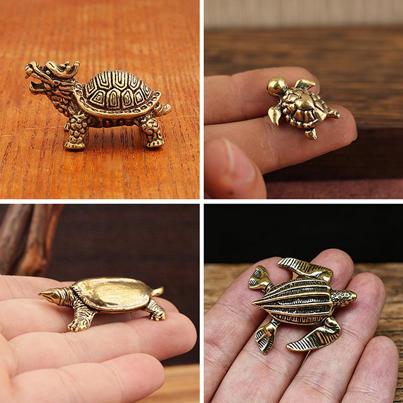 Pure Copper Feng Shui Turtle Statue Antique Brass Tortoise Figurine Lucky Charm Ornament for Home Office Business Place Decor