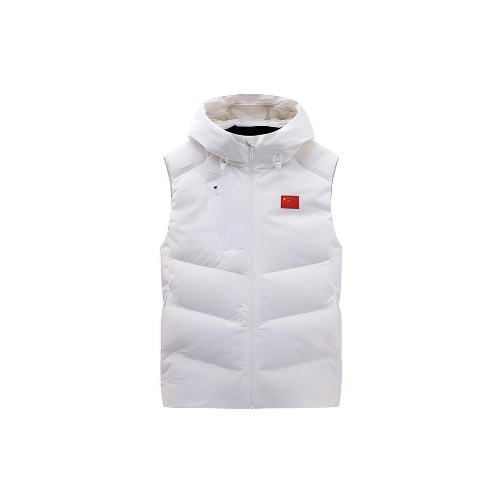 Anta Champion All-Weather Series Solid Color National Flag Zipper Hooded Sleeveless Down Vest Men Vest Paper-White 152340906-1