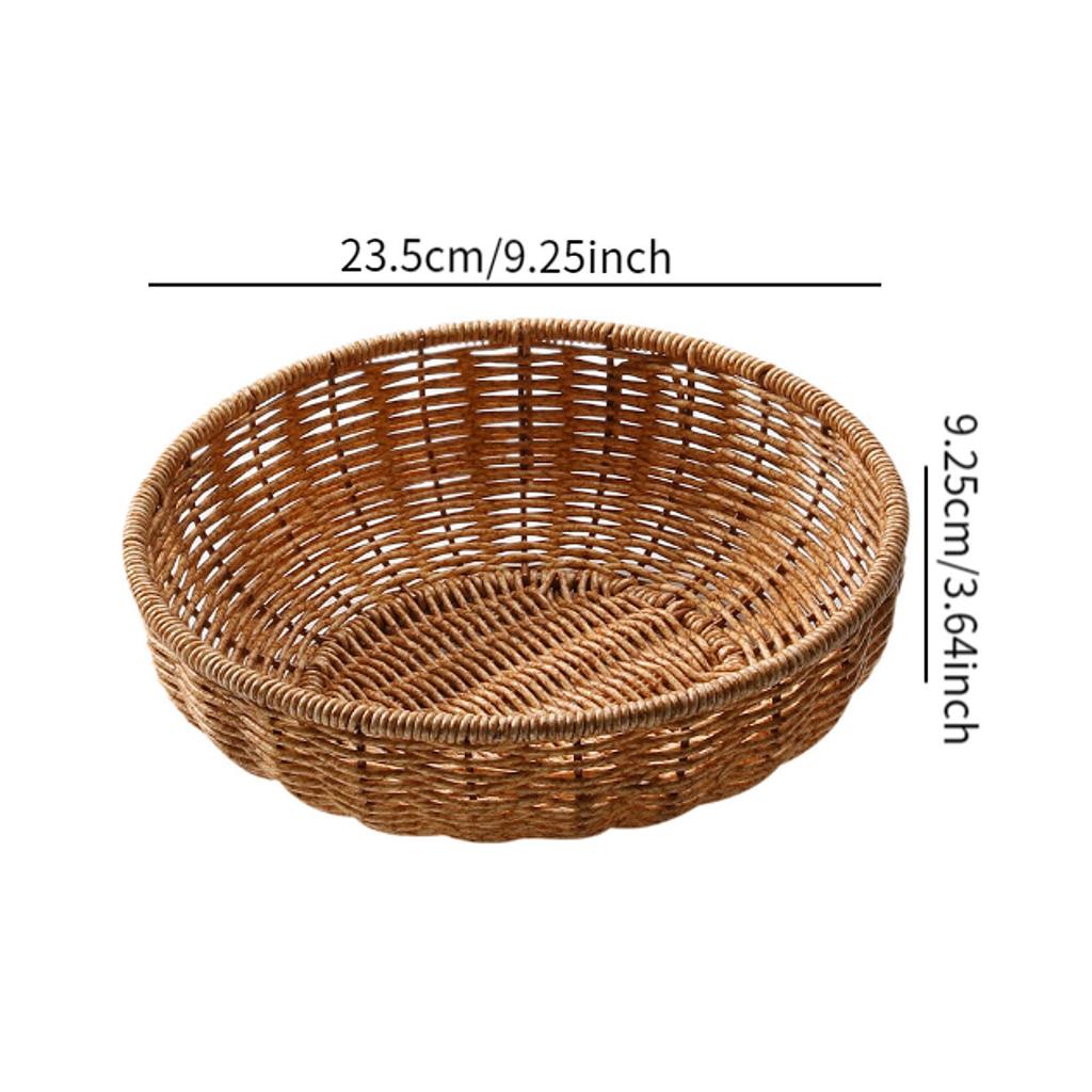 Rattan Bread Basket Woven Fruit Basket Holder Food Storage Imitation Rattan Woven Basket Woven Bread Basket for Camping Desk