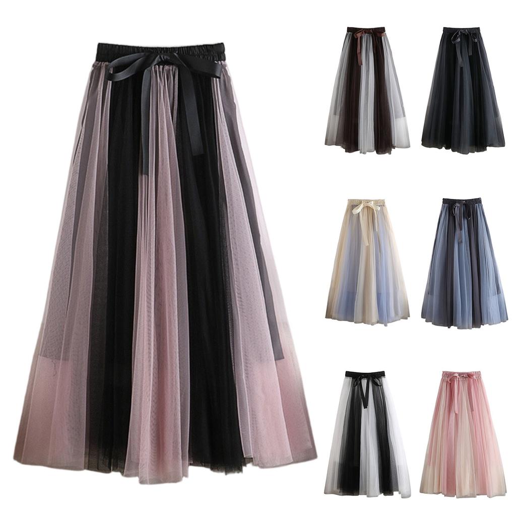 Women's Fashion Solid Color Half Skirt Party Ballet Puff Skirt Mesh Skirt