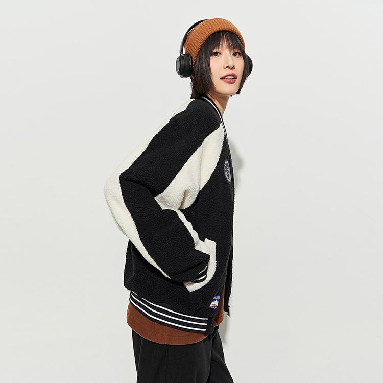 Lee X I Am Not A Fat Tiger Series FW23 Comfortable Faux Lamb Wool Zipper Cotton Jacket Unisex jackets Black LUT007210204202K11000