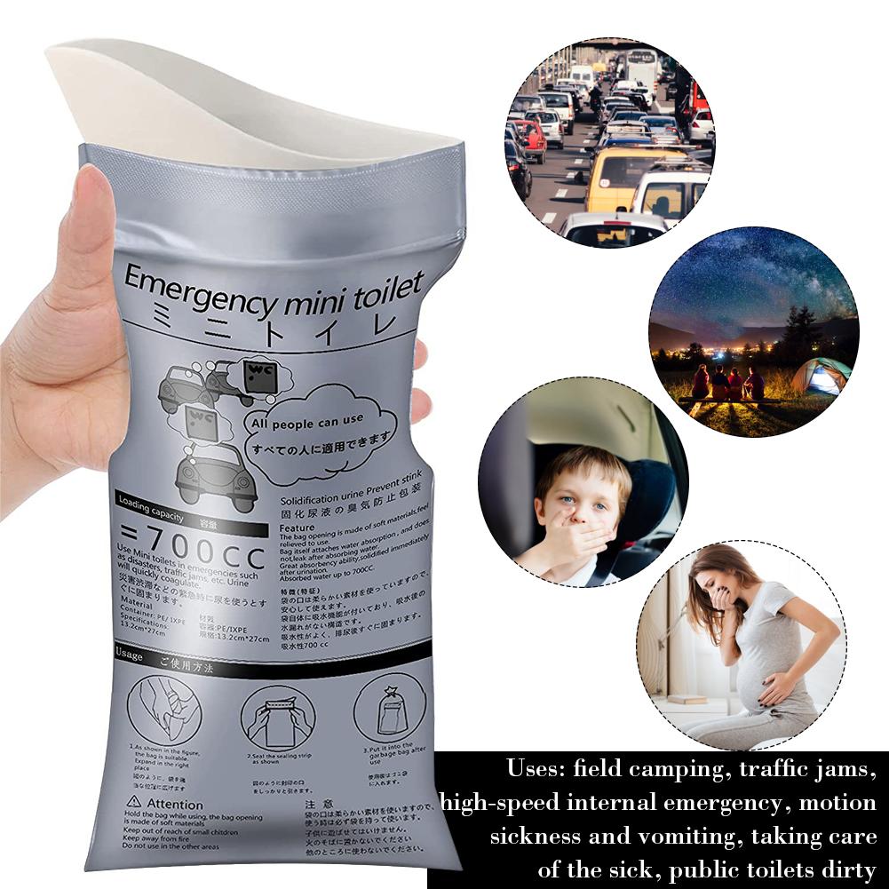 10PCS Disposable Urine Bag 700ml Portable Urine Bag for Camping Travel Car Jam Outdoor Emergency Toilets for Men Women Kids