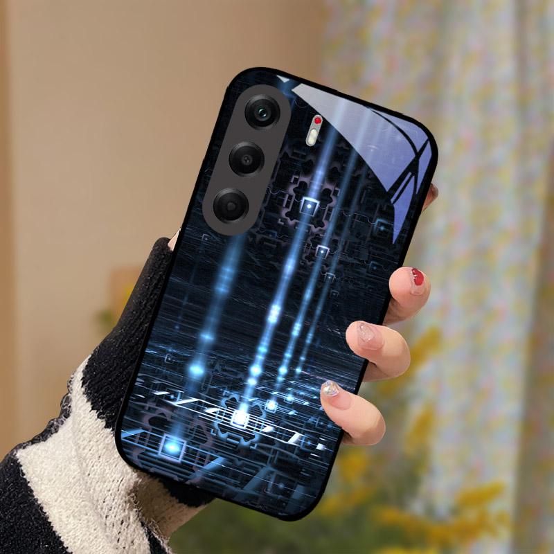Capa à Prova de Choque Para Tecno Camon 40 Pro 5G Vidro Temperado Traseiro Capa de Celular Camon40Pro Camon 40Pro 5G CM7 Capa Dura Shell Coque