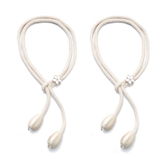 2Pcs Boho Style Curtain Straps Handmade Natural Cotton Linen Curtain Ties Curtain Rack Balcony Towel Holder