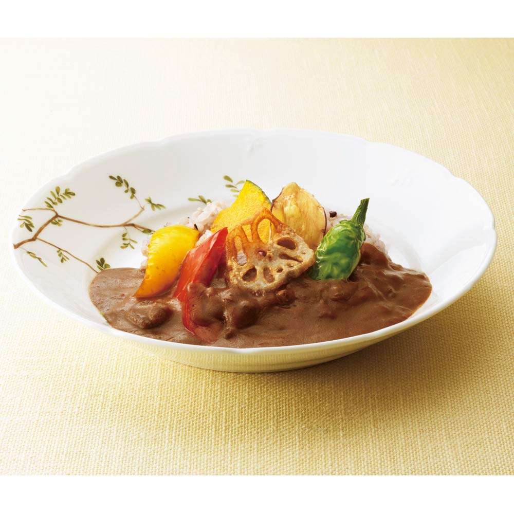 NARUMI Curry and Pasta Plate Satohanagoyomi Hana 21cm Floral Set of Cute Wedding Microwave Made in Gift Set, (Sato Goyomi) Design, Diameter, Green,