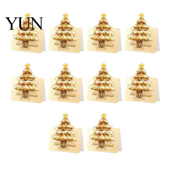 Christmas Atmosphere Decoration Cards 10 Pcs 3D Tree Greeting Cards, Holiday Postcards Decorative Bulk for New Year, Winter Xmas Party Supplies