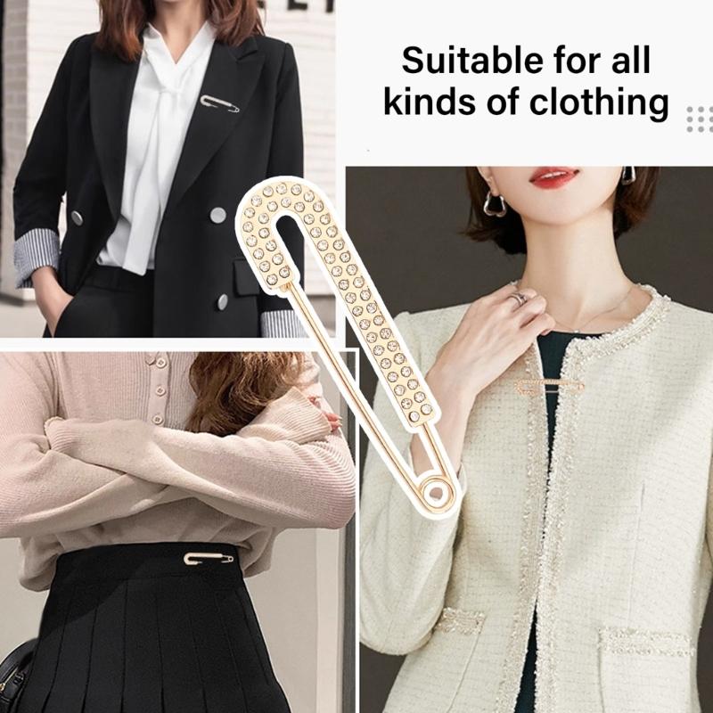 Rhinestones Waist Cinching Clip For Sweaters Coats Metal Decorative Brooch Pin Scarf Accessories Sparkling Decoration