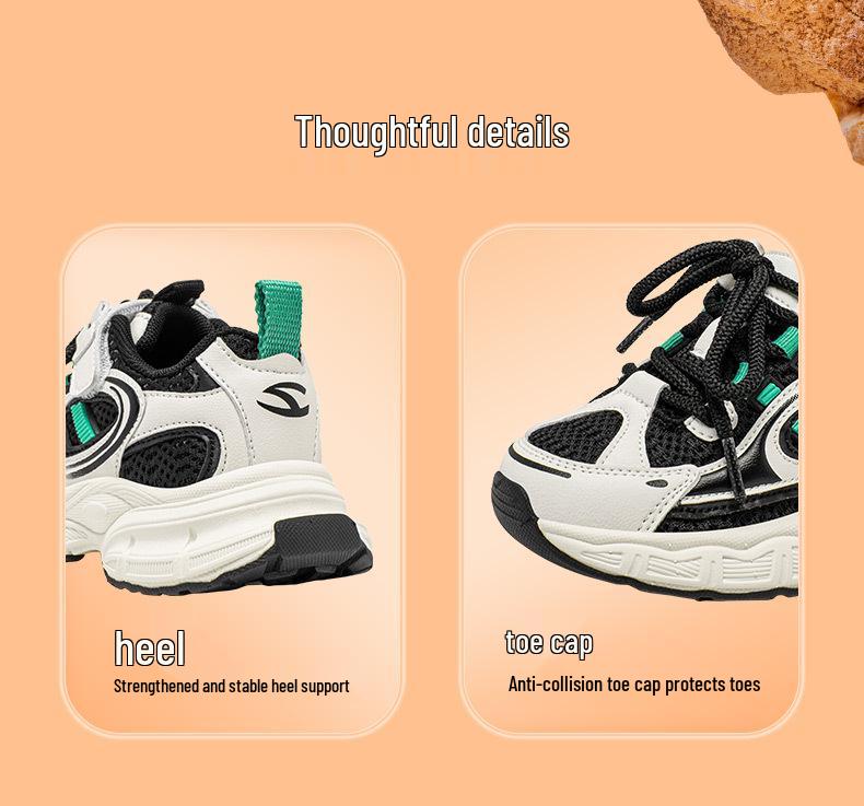 Habi Bear Kids' Mesh Velcro Sneakers - Anti-collision Spring/Autumn Shoes for Boys and Girls