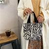 Casual Women Portable Lunch Bento Bag Retro Flower Ladies Small Handbags Thin Corduroy Female Shopper Clutch Purse Shoulder Bags