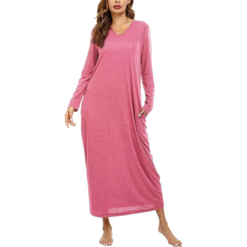 Women's Long-Sleeve Cotton Nightgown Pajamas