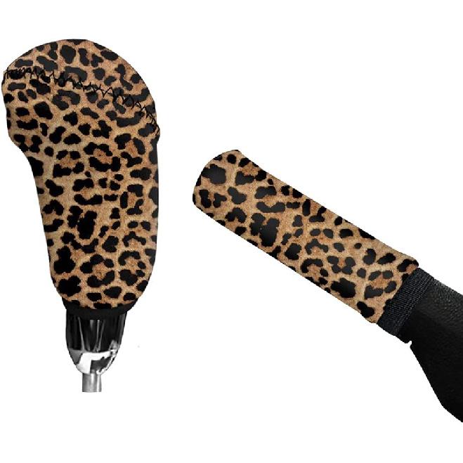 

Jeiento Black Leopard Pattern Car Interior Accessiores for Men Women - Auto Gear Shift Knob Cover + Handbrake Cover Set Non-Slip Soft Fit Most Cars леопардовый