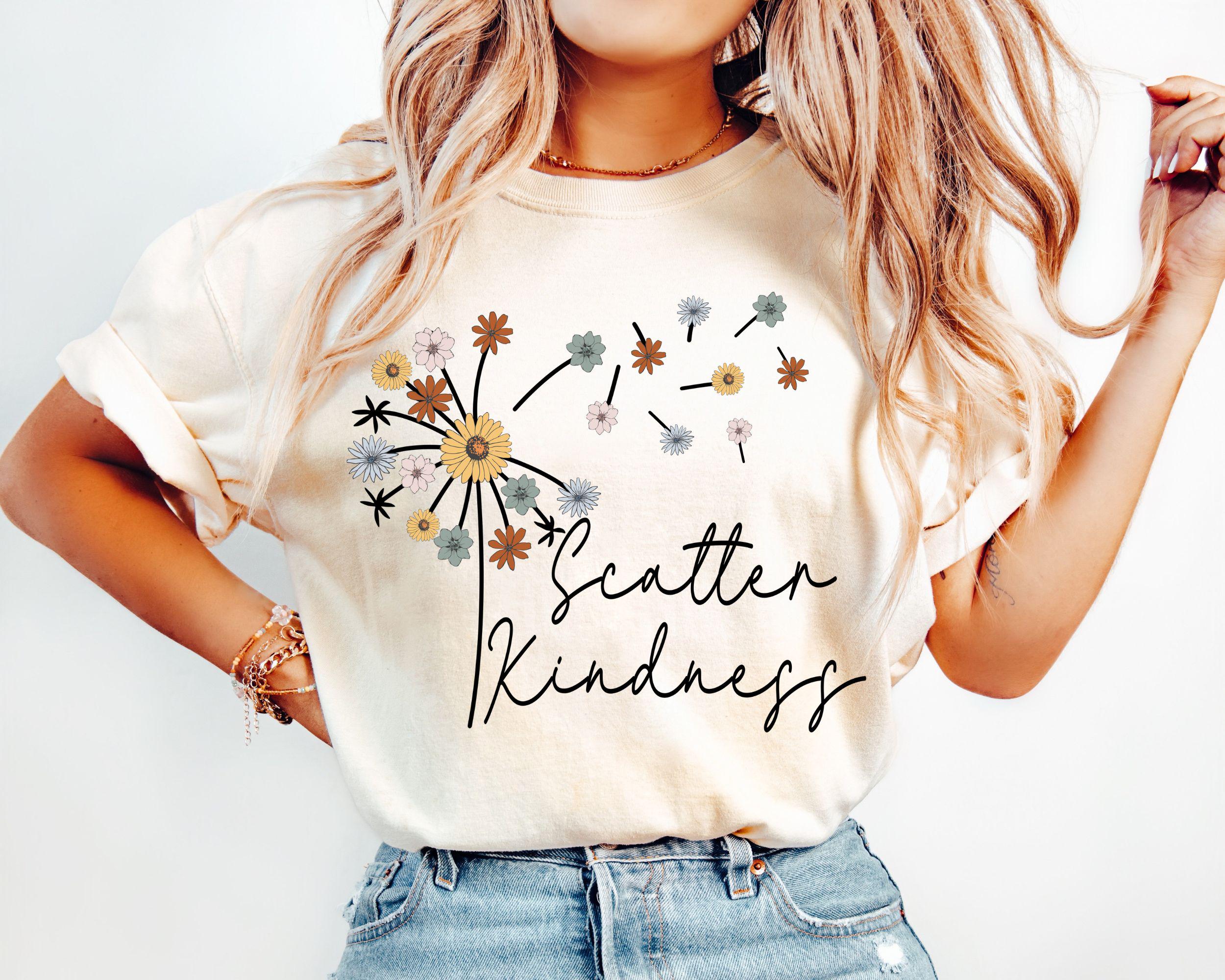 

Plus Size Summer Womens Be Kind Dandelion TShirt Cotton Breathable Stylish Versatile Street Style Oversized 4XL