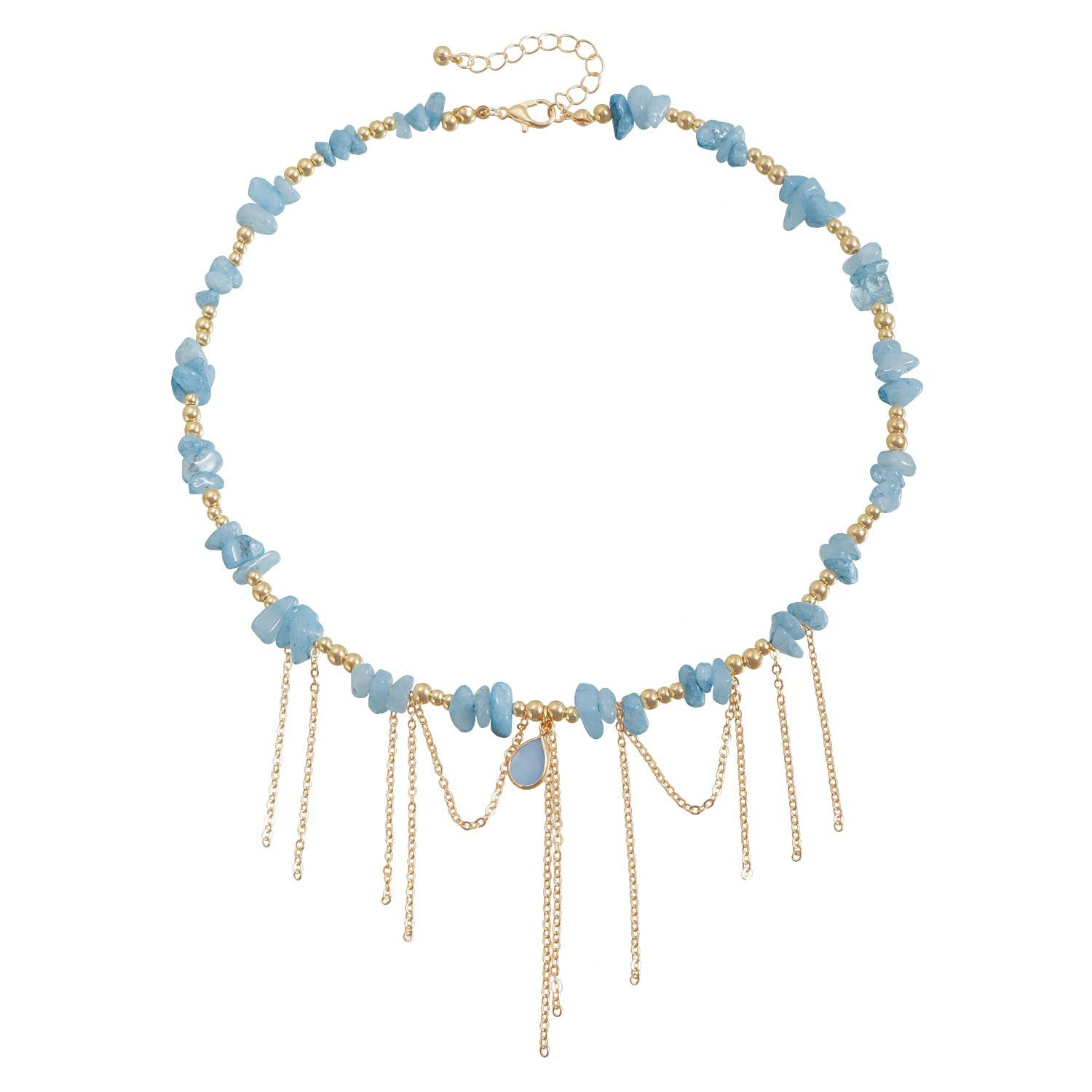 

Fashion Light Luxury Water Drop Tassel Design Collarbone Chain Natural Stone Senior Sense Necklace Women Jewelry Accessories
