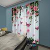 Elegante Schmetterlinge und rosa Rosen - bedruckte Vorhänge, geeignet für Schlafzimmer, Wohnzimmer, Heimdekoration