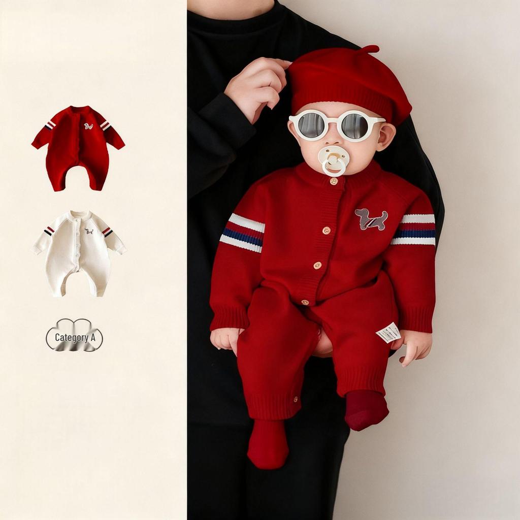 Full Moon Winter Jumpsuit: 2025 New Year Festive Baby Crawling Outfit
