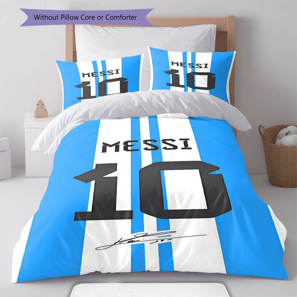 Lionel Messi Pattern Bedding,Quilt Set Quilt Cover Pillowcase Home Birthday Gift(1 * duvet cover + 2 * pillowcase, without core)