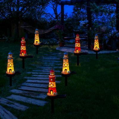 Lighthouse Solar Light Outdoor Waterproof Garden Solar Light Decorative Lighthouse Walkway Light with Spike