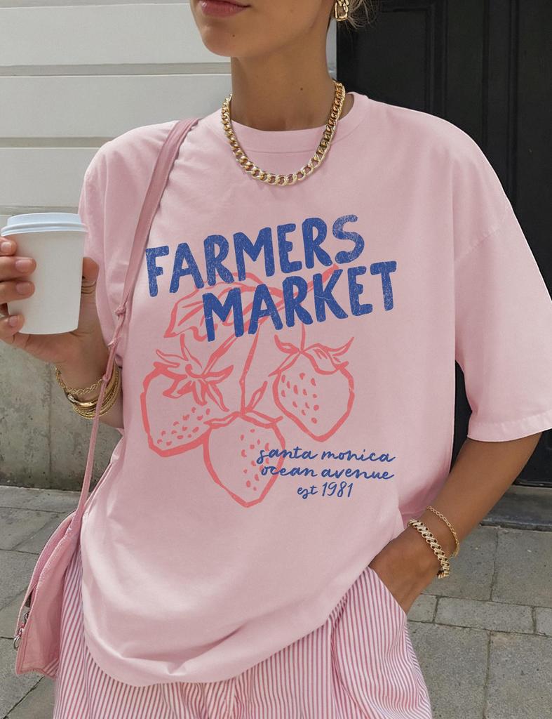 Farmers Market Comfort Colors Short Sleeve T-Shirt | Boho Vintage Retro Style Graphic Tee | Santa Monica, California Shirt | Gift for Her