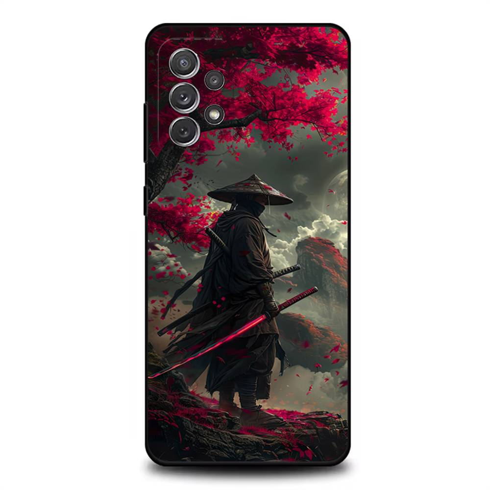 Japanese Bushido Samurai Phone Case For Samsung S 25,24,23,22,30,21,10,9,Ultra,Plus,Lite,FE,4,5G Black Soft Case