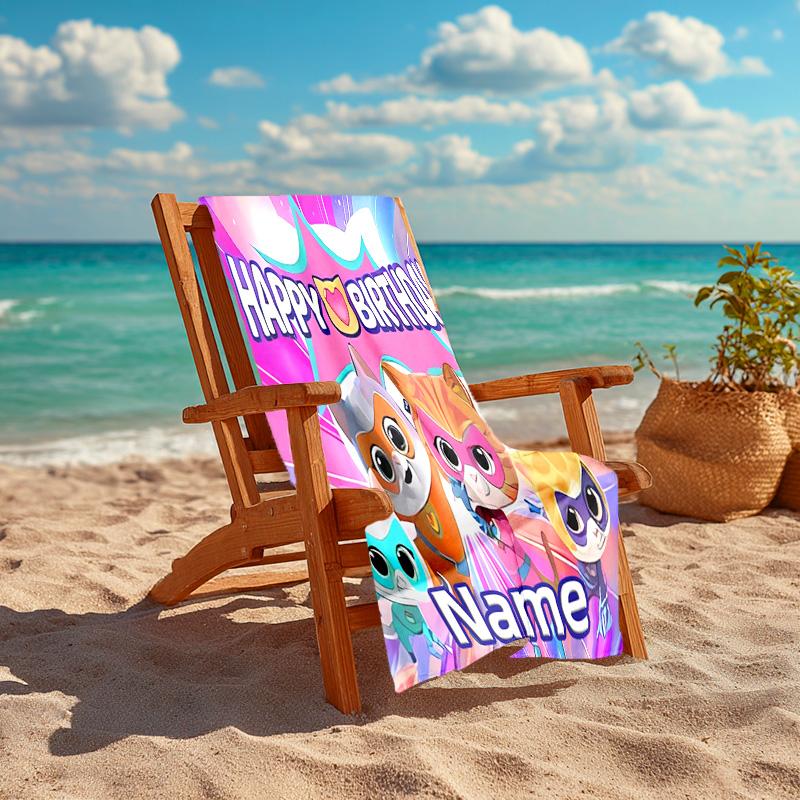 Personalized Customized Proof Beach Towel with SuperKitties Pattern - Soft, Absorbent,quick-drying,perfect Swimming,camping&bathing