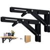 AIMOONSA Pack of 2 Folding Shelf Brackets 400 Mm Black – Steel, 80 Kg, Rustproof