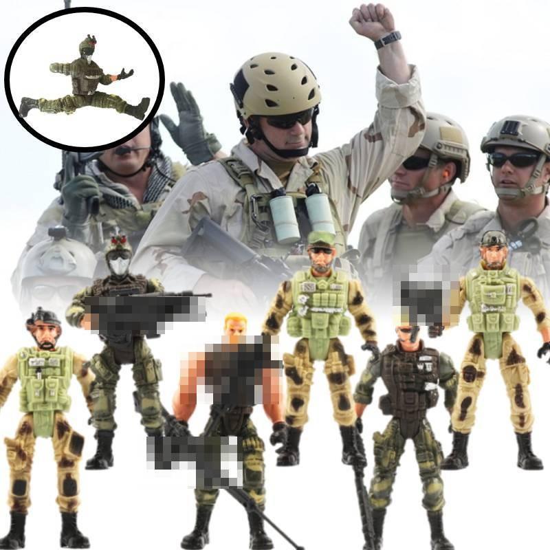 Kids Toy 6pcs Army Soldier Playset Game Realistic Figure Boy Gifts Christmas