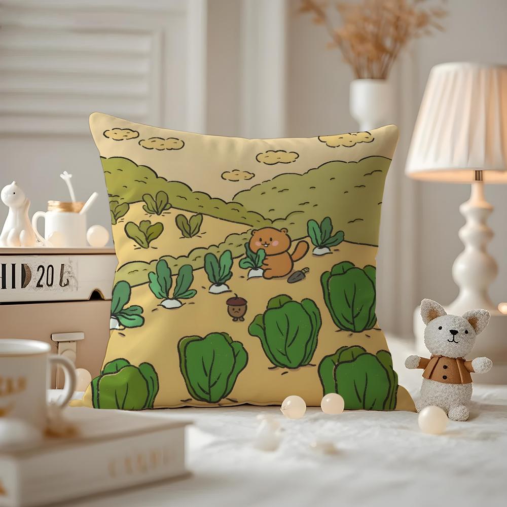 Cushion Cover Anti-dustmite Pillowcase Invisible Zipper Silky Short Plush Sofa Cushion Cover Cute Bear