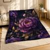 Purple Peonies With Gold Leaves Coral Fleece Blanket