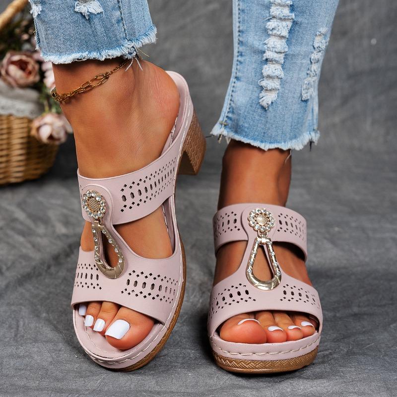 Neue Sommer Damen Übergröße Peeptoe Keilsandalen Dicker Absatz Lässiger Stil
