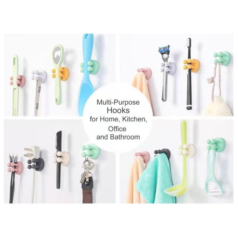 Storage Hook, Wall Mounted Shaver Holder, Toothbrush Holder, 6/1 Piece, Bathroom Non Flushing Silicone Hook, Shaver Holder
