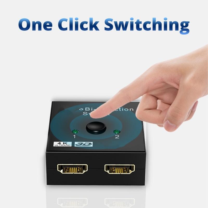 4K HDMIs Screen Splitter Bidirectional HDMIs Switcher with USB Cable for Double Monitors Display On HDTV or Computer